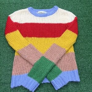 English Factory Sweater Multicolored Rainbow Crew Neck Striped Knit Women XS